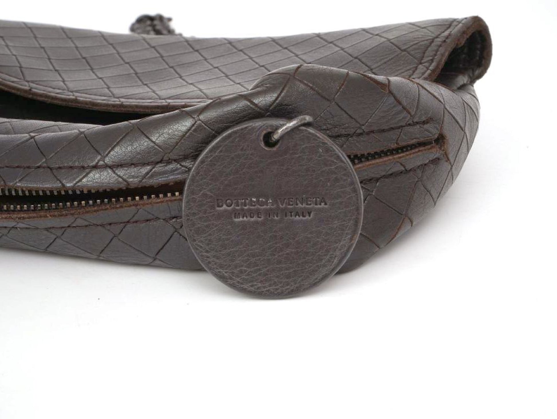 BOTTEGA VENETA Intrecciato Leather x Studs Brown Chain Shoulder Bag