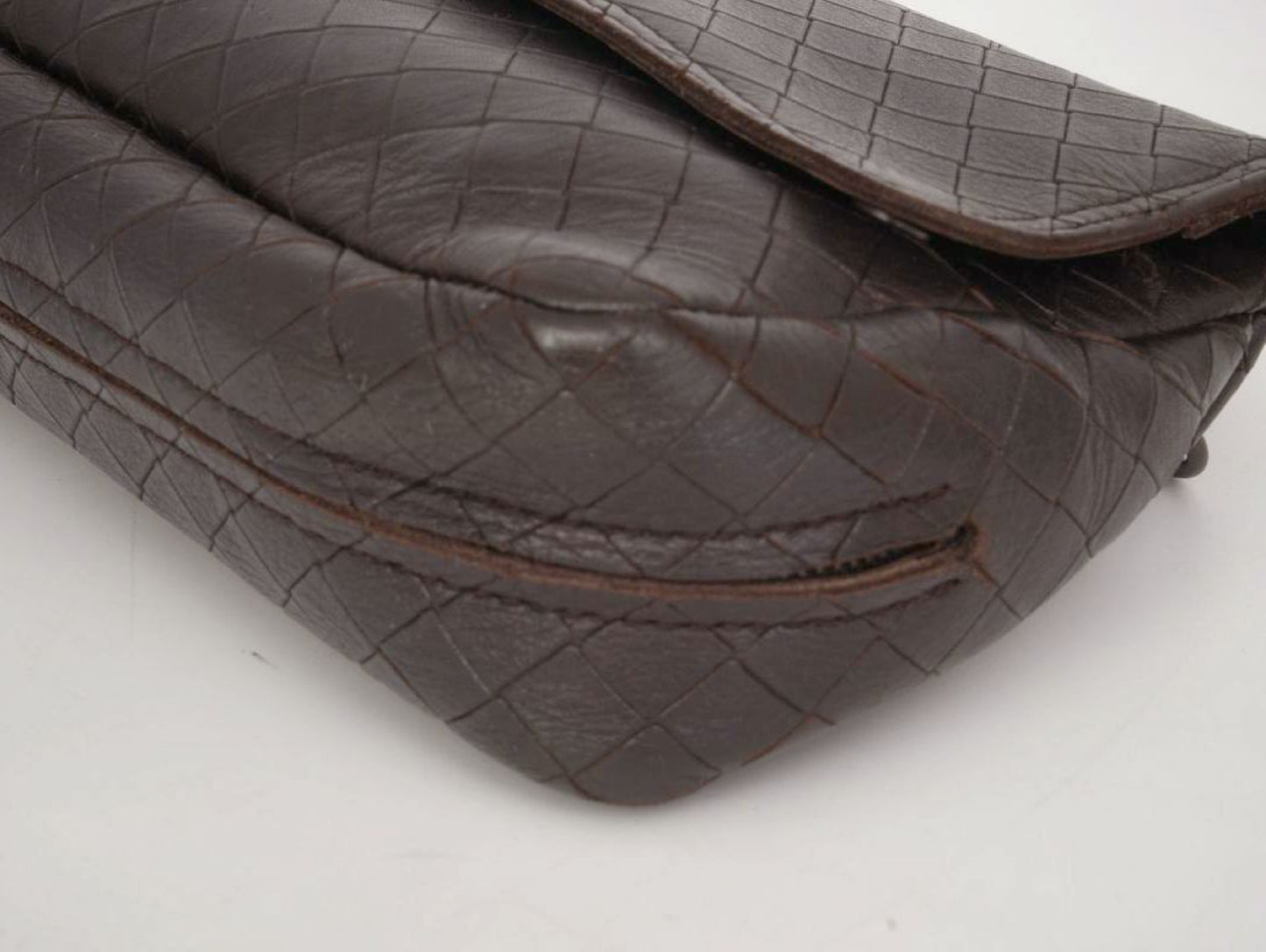 BOTTEGA VENETA Intrecciato Leather x Studs Brown Chain Shoulder Bag