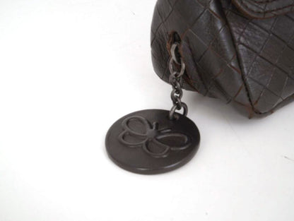 BOTTEGA VENETA Intrecciato Leather x Studs Brown Chain Shoulder Bag