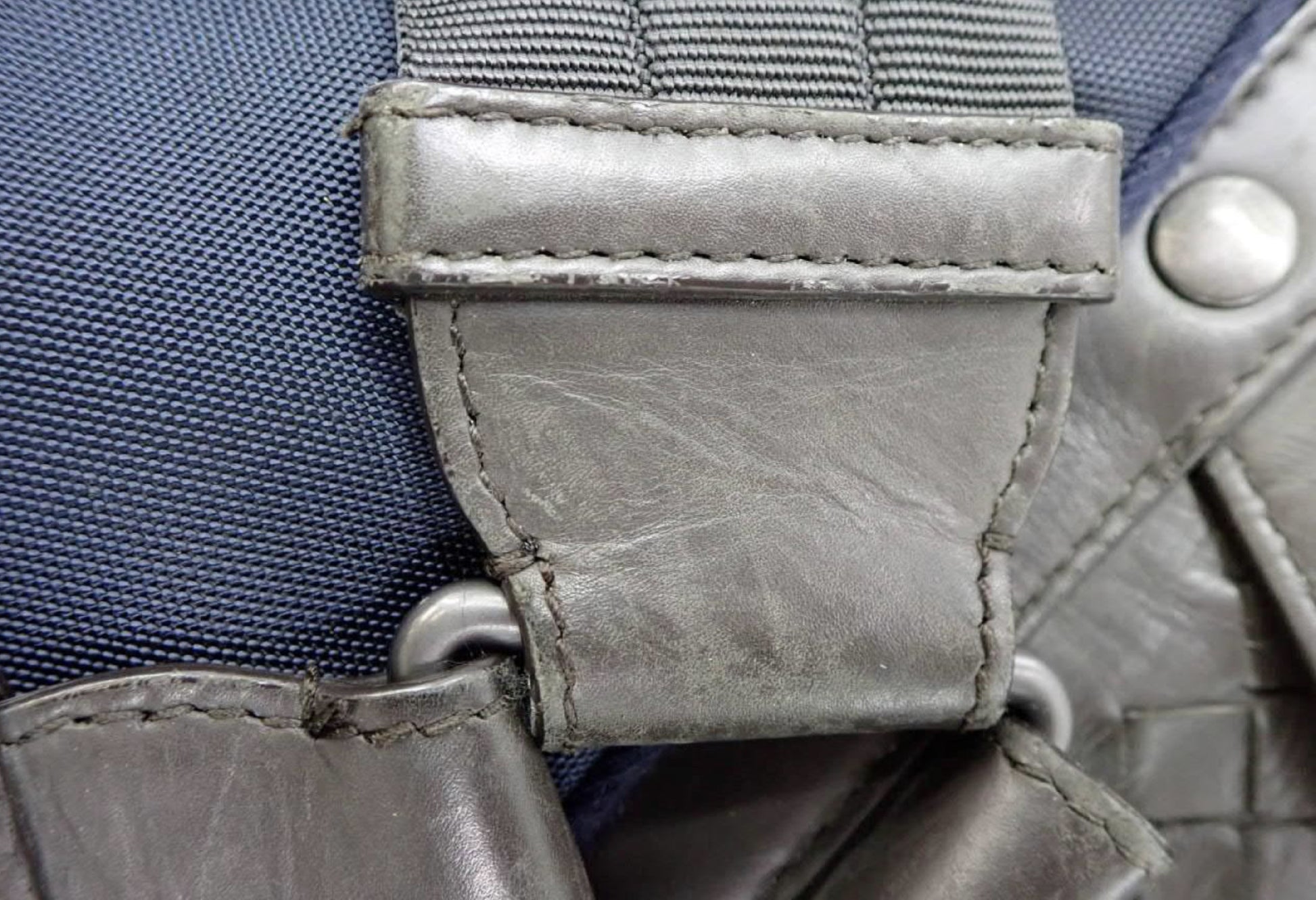 BOTTEGA VENETA Intrecciato Nylon Leather Navy Brown Backpack