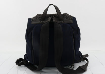 BOTTEGA VENETA Intrecciato Nylon Leather Navy Brown Backpack