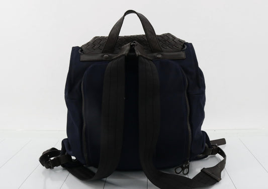 BOTTEGA VENETA Intrecciato Nylon Leather Navy Brown Backpack