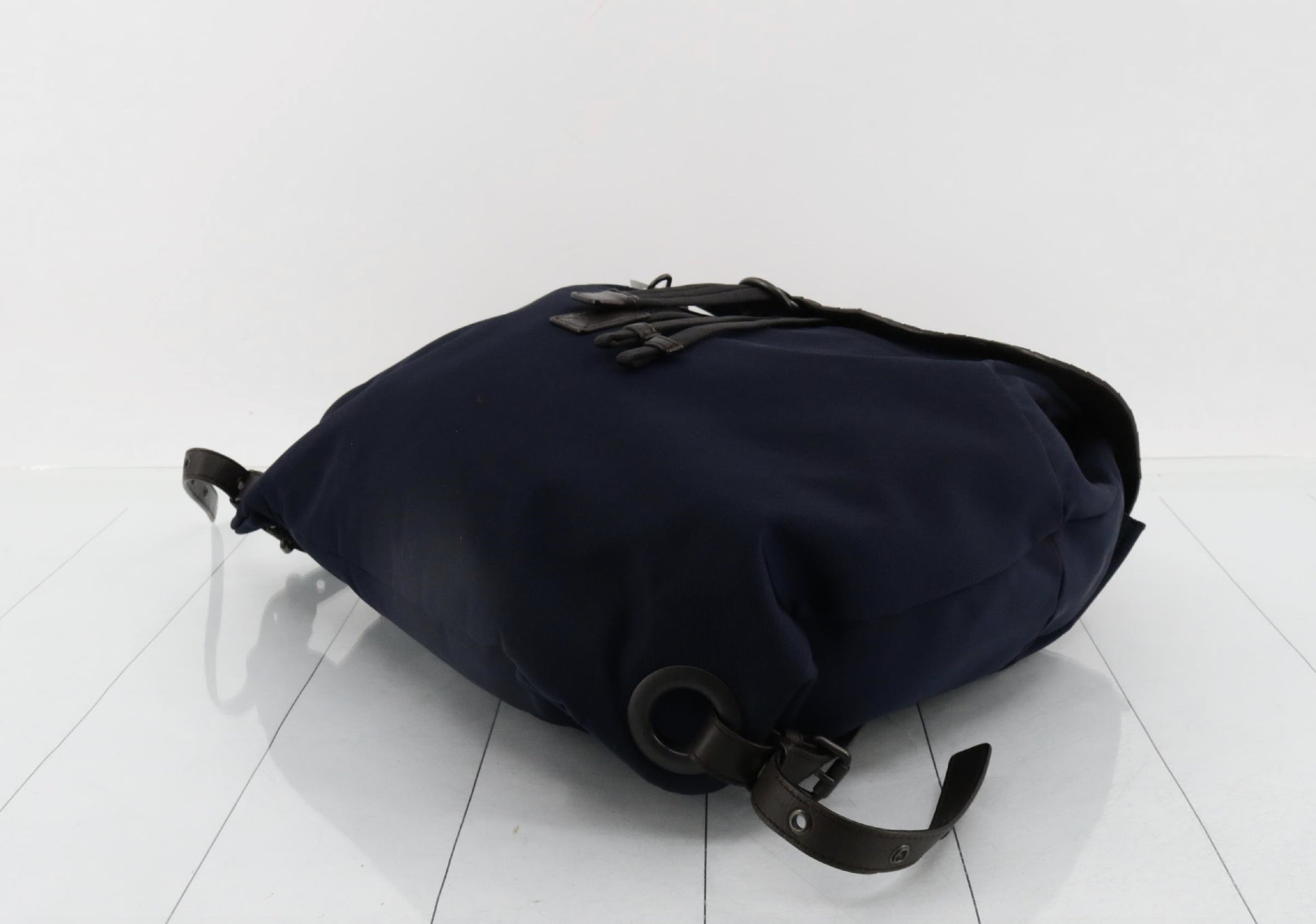 BOTTEGA VENETA Intrecciato Nylon Leather Navy Brown Backpack