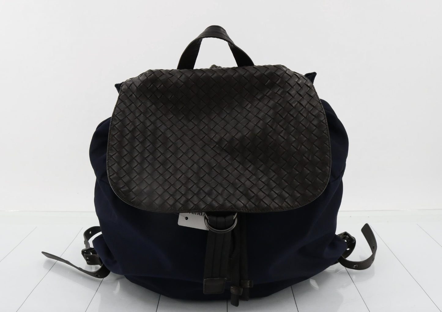 BOTTEGA VENETA Intrecciato Nylon Leather Navy Brown Backpack