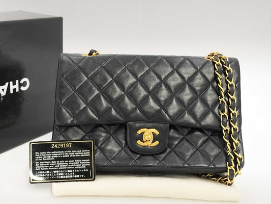 CHANEL Matelasse 25 Coco Mark Double Flap Chain Shoulder Bag with Sticker and Card