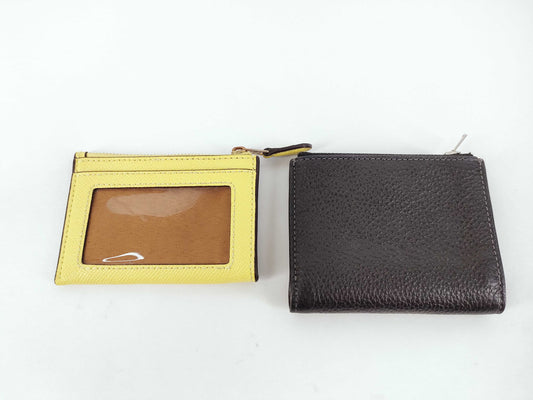 COACH Leather Compact Wallet and Coin Case Set 