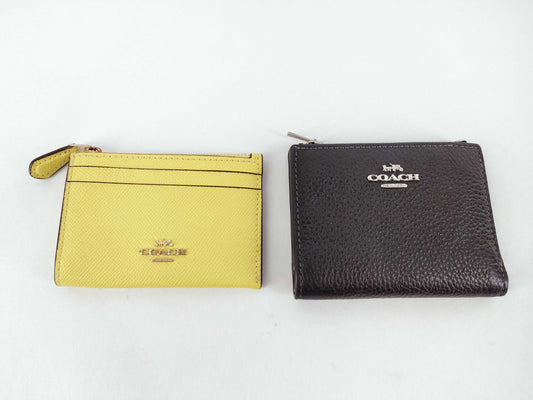 COACH Leather Compact Wallet and Coin Case Set 
