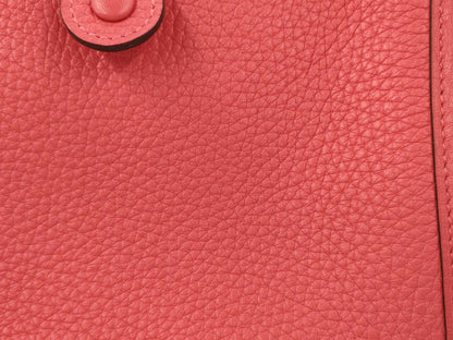 HERMES Evelyn TPM Taurillon Clemence Leather Shoulder Bag in Rose Pivoine/Rose Sakura with Silver Hardware and T Stamp
