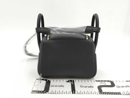 HERMES Lindy Mini Taurillon Black Shoulder Bag with GD Hardware and Double Stamp