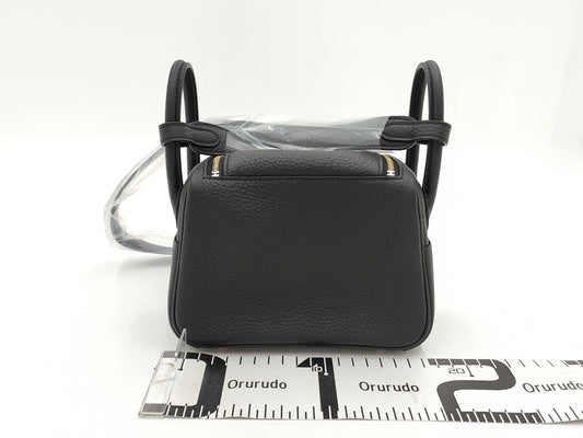 HERMES Lindy Mini Taurillon Black Shoulder Bag with GD Hardware and Double Stamp