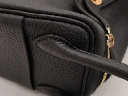 HERMES Lindy Mini Taurillon Black Shoulder Bag with GD Hardware and Double Stamp