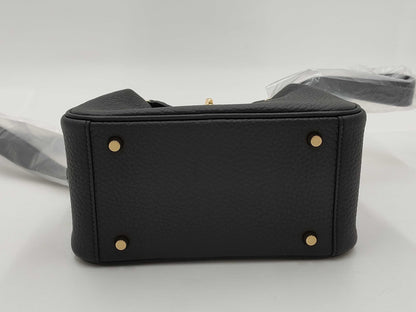 HERMES Lindy Mini Taurillon Black Shoulder Bag with GD Hardware and Double Stamp
