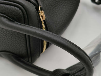 HERMES Lindy Mini Taurillon Black Shoulder Bag with GD Hardware and Double Stamp