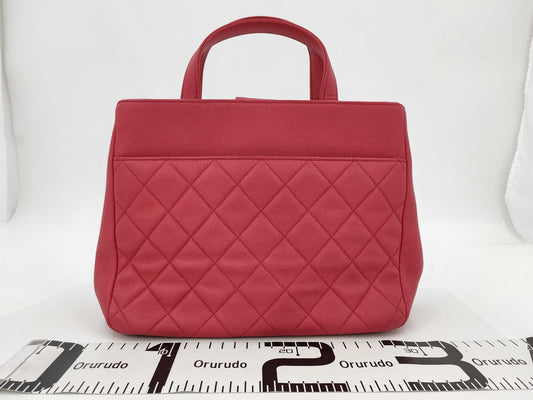 CHANEL CHANEL Business Affinity Red Caviar Leather Shoulder Bag with Gold Hardware