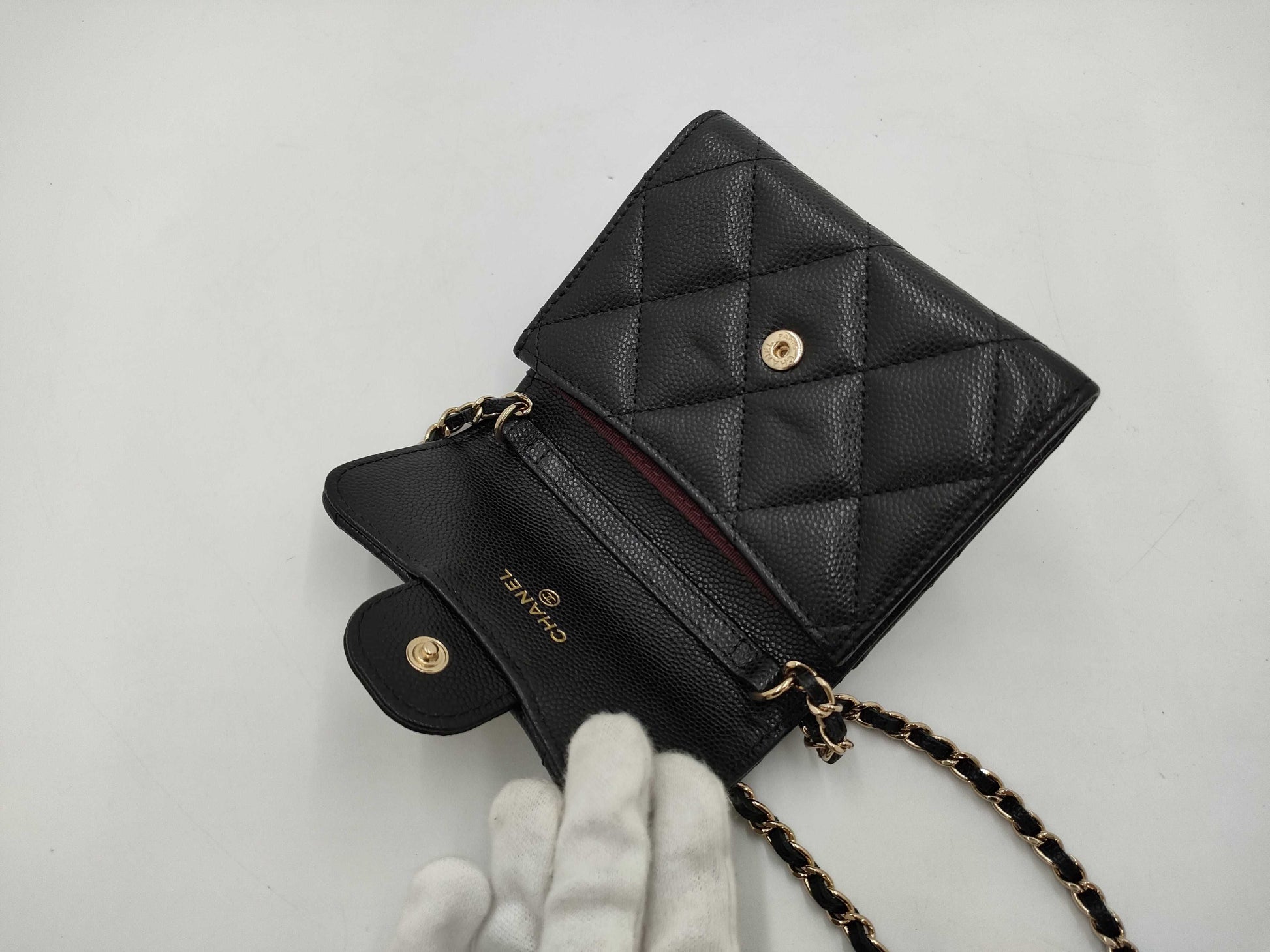 CHANEL CHANEL Matelasse Caviar Leather Chain Shoulder Wallet with GD Hardware Shoulder Bag