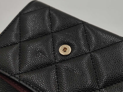 CHANEL CHANEL Matelasse Caviar Leather Chain Shoulder Wallet with GD Hardware Shoulder Bag