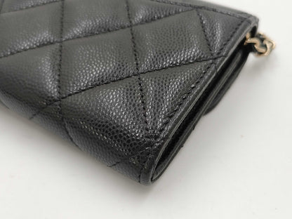 CHANEL CHANEL Matelasse Caviar Leather Chain Shoulder Wallet with GD Hardware Shoulder Bag