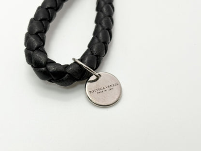 BOTTEGA VENETA Bottega Intrecciato Leather Key Ring Charm Black Key Case/Key Holder