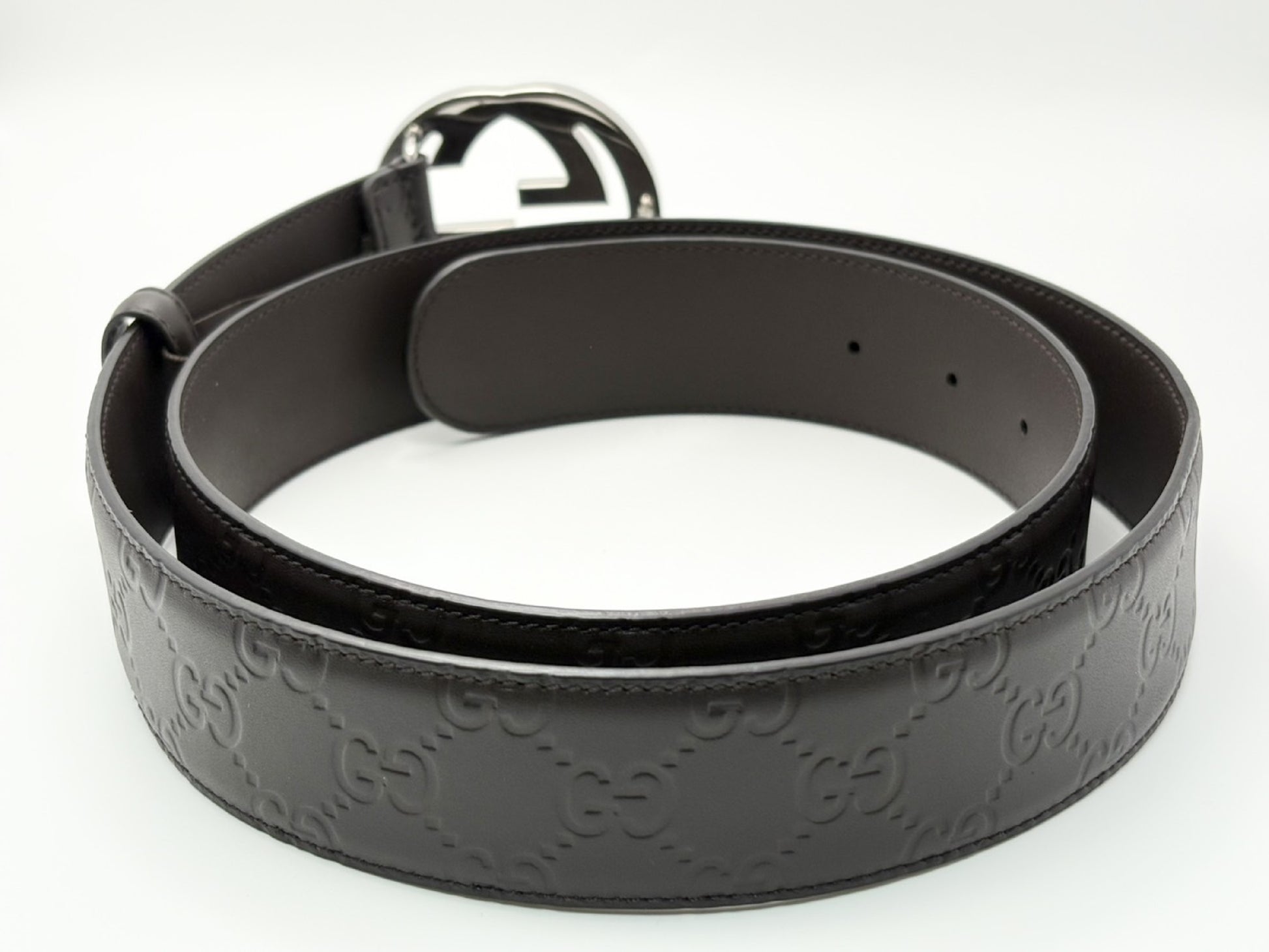 GUCCI 411924 Interlocking G Guccissima Leather Belt 100/40 Brown