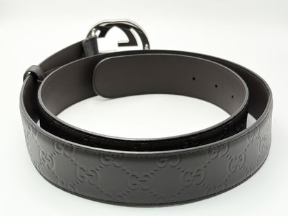 GUCCI 411924 Interlocking G Guccissima Leather Belt 100/40 Brown