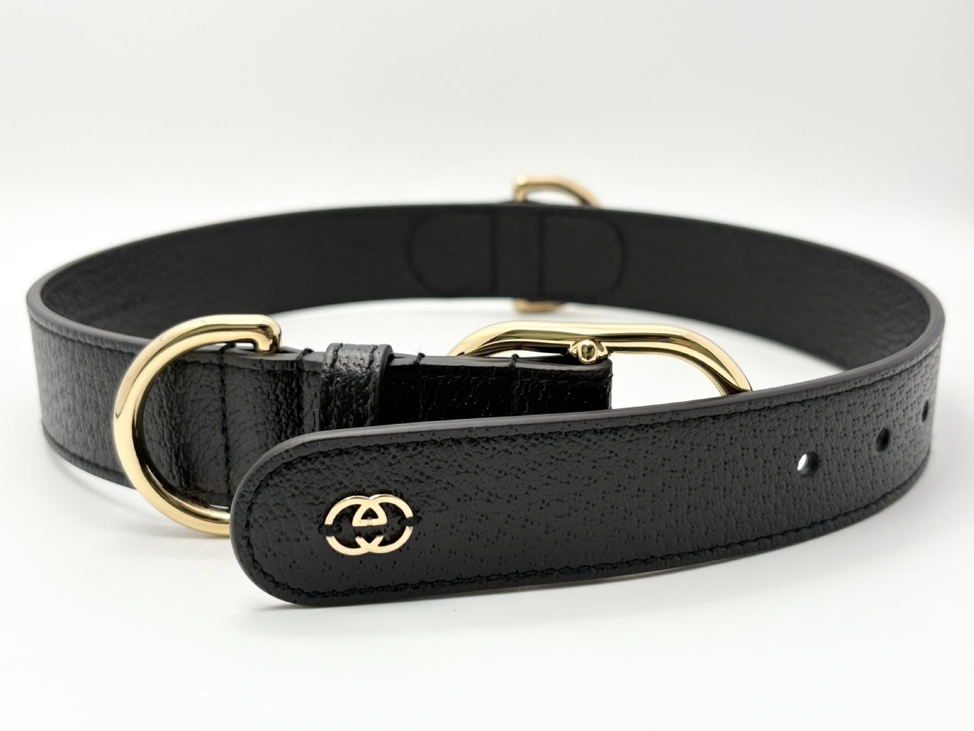 GUCCI 695256 Interlocking G #L Pet Supplies Collar Pet Collar Leather Black Other Accessories