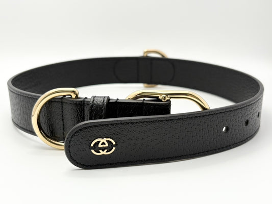GUCCI 695256 Interlocking G #L Pet Supplies Collar Pet Collar Leather Black Other Accessories