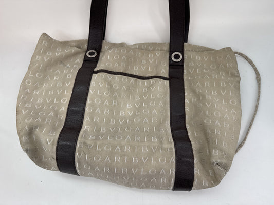 BVLGARI Logomania Handbag Beige Tote Bag