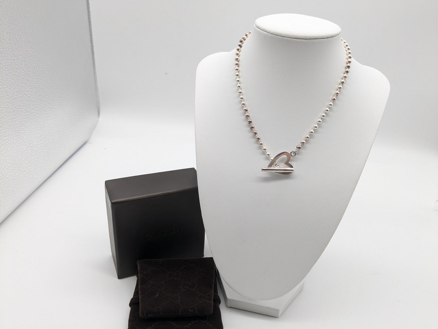 GUCCI Heart Ball Chain 925 Necklace