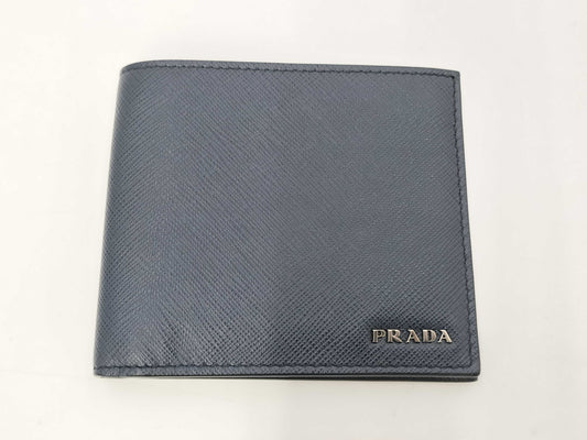 PRADA SAFFIANO BICOLO Bifold Wallet in Navy Blue 2MO513