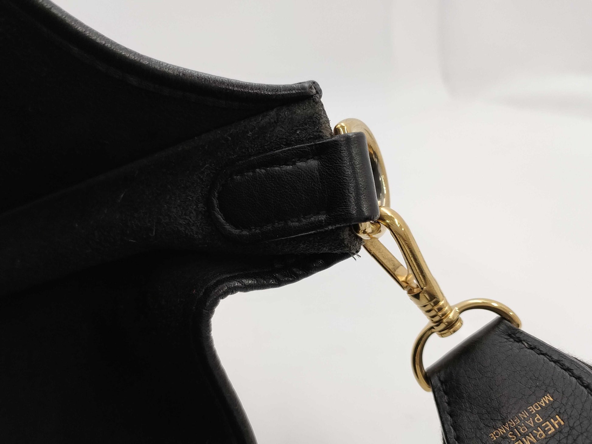 HERMES Evelyn G Stamp Black G Hardware Shoulder Bag