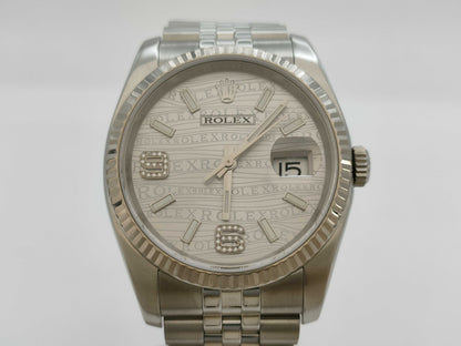 ROLEX 116234 3E625223 Silver Wave Dial Men's Watch