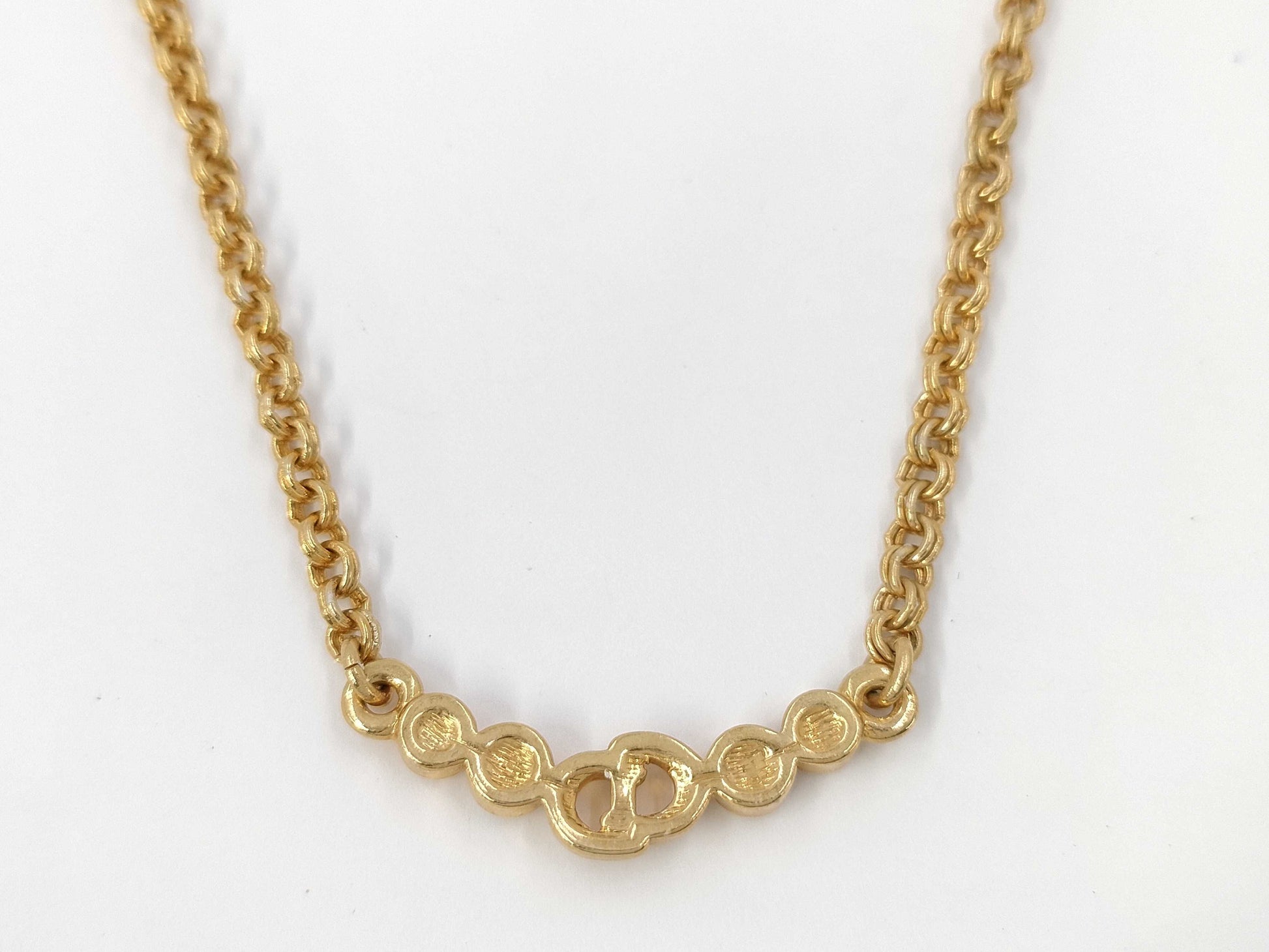 (10461_0348) Dior Rhinestone Logo Necklace Necklace