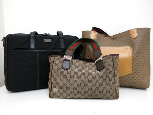 (10463_0053) GUCCI GUCCI Gucci GG Canvas Calf Sherry Tote Hand Business Bag 3-Point Mount Tote Bag