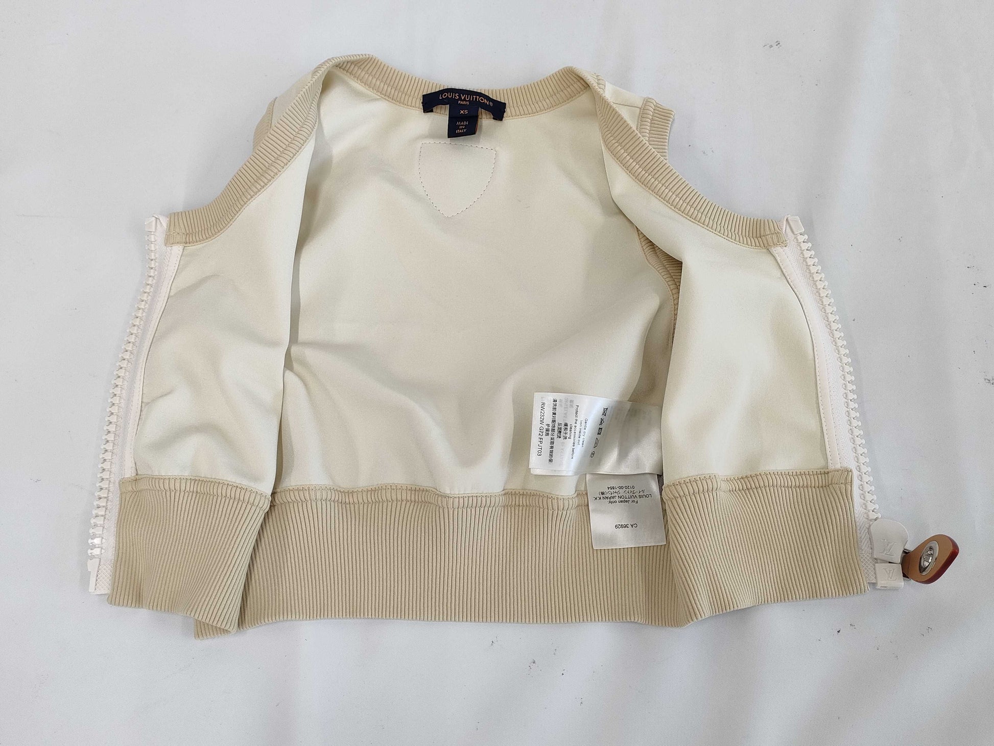 (10462_0009) LOUIS VUITTON 23 Year Old Zip-Up Sleeveless Cropped Top Beige Size XS Top