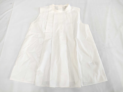 (10462_0063) HERMES Cotton Sleeveless Blouse White Size 36 Tops