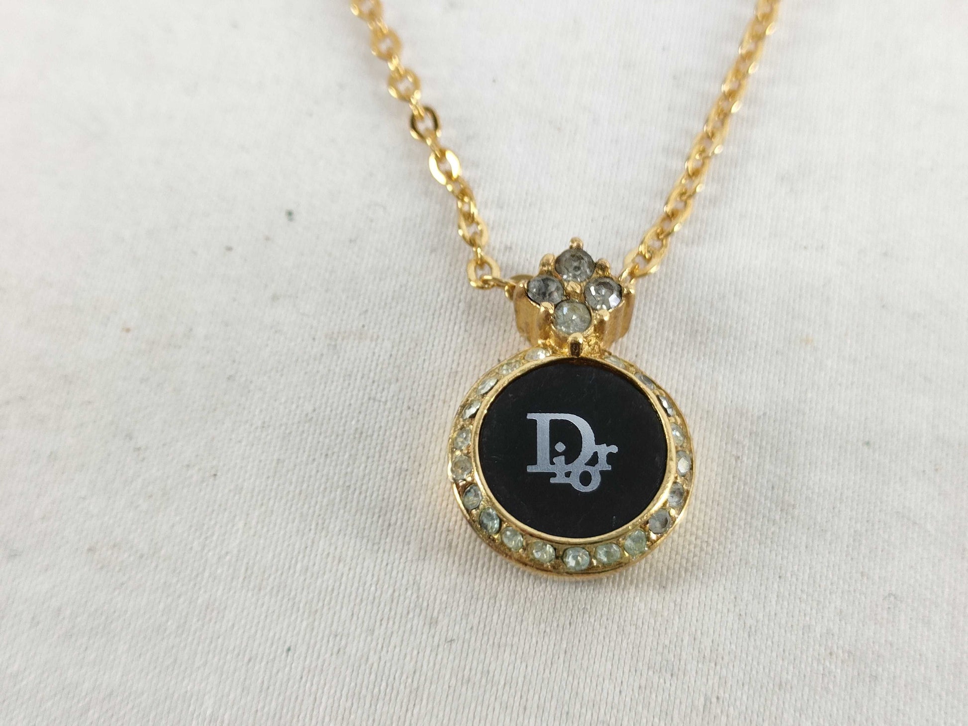(10461_0354) Dior Dior Necklace Logo Rhinestone Necklace