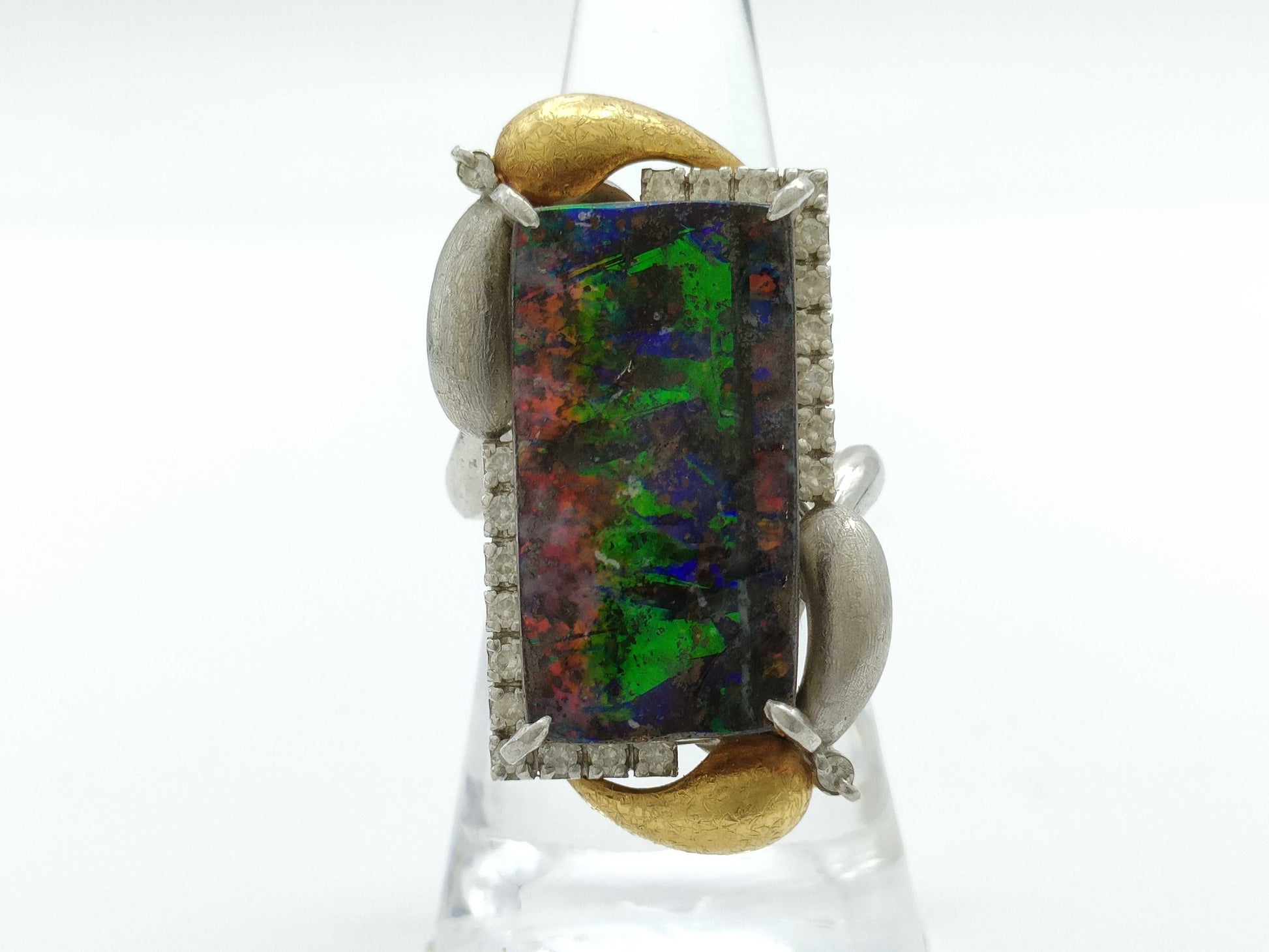 Opal D0.38ct PT900/K18 21.7g Ring 
