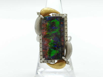 Opal D0.38ct PT900/K18 21.7g Ring 