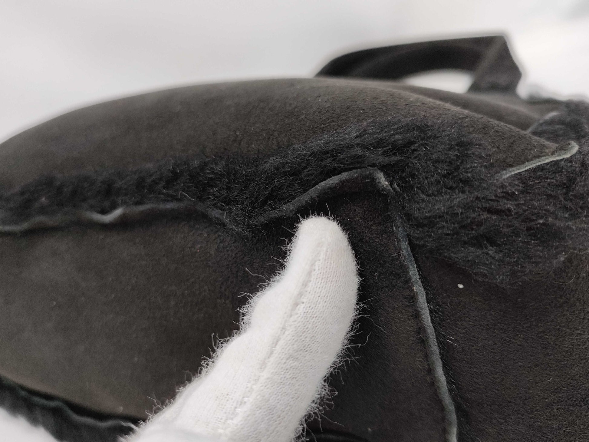 CHANEL Mouton Fur Handbag Black