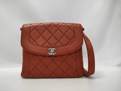 CHANEL Caviar Skin Shoulder Bag Orange
