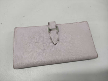 HERMES Bearn Soufflet Wallet Pink Wallet