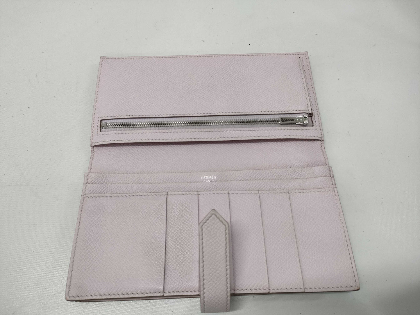 HERMES Bearn Soufflet Wallet Pink Wallet