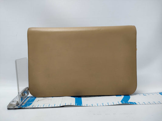 CHANEL Calfskin Chain Shoulder Bag Beige Bag