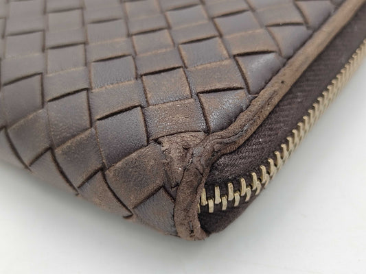 (10461_0275) BOTTEGA VENETA Intrecciato BOTTEGA VENETA Intrecciato Bottega Veneta Round Long Wallet Leather Zipper Blonde Wallet Wallet