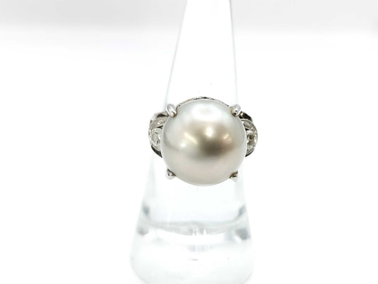 Pearl diameter: approx. 14.0mm, Diamond: PT850, 11.6g, Ring 