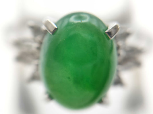 Jadeite 3.00ct D0.19ct PT900 6.3g Ring 