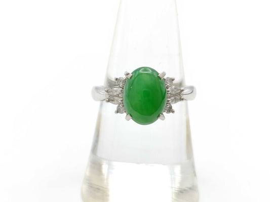 Jadeite 3.00ct D0.19ct PT900 6.3g Ring 