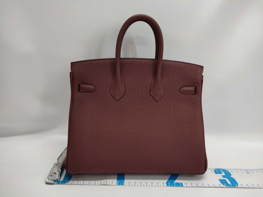 HERMES Birkin 25 Togo Rouge H K Stamped Handbag