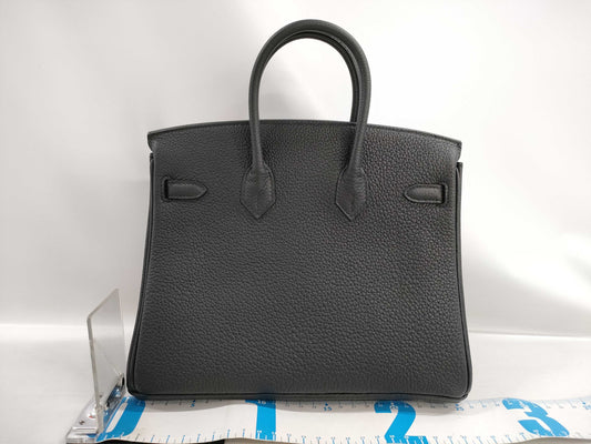 HERMES Birkin 25 Togo Black W Stamp Handbag