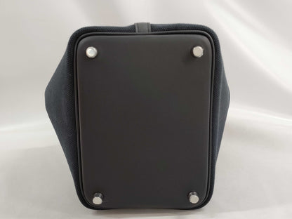 HERMES Picotin Lock PM Cargo Toilet Goelan Swift Black Handbag with Silver Hardware and Double Stamp